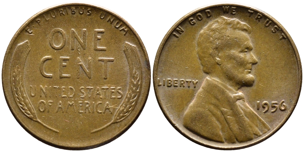 Zn 35. Пшеничный цент 1955 года.