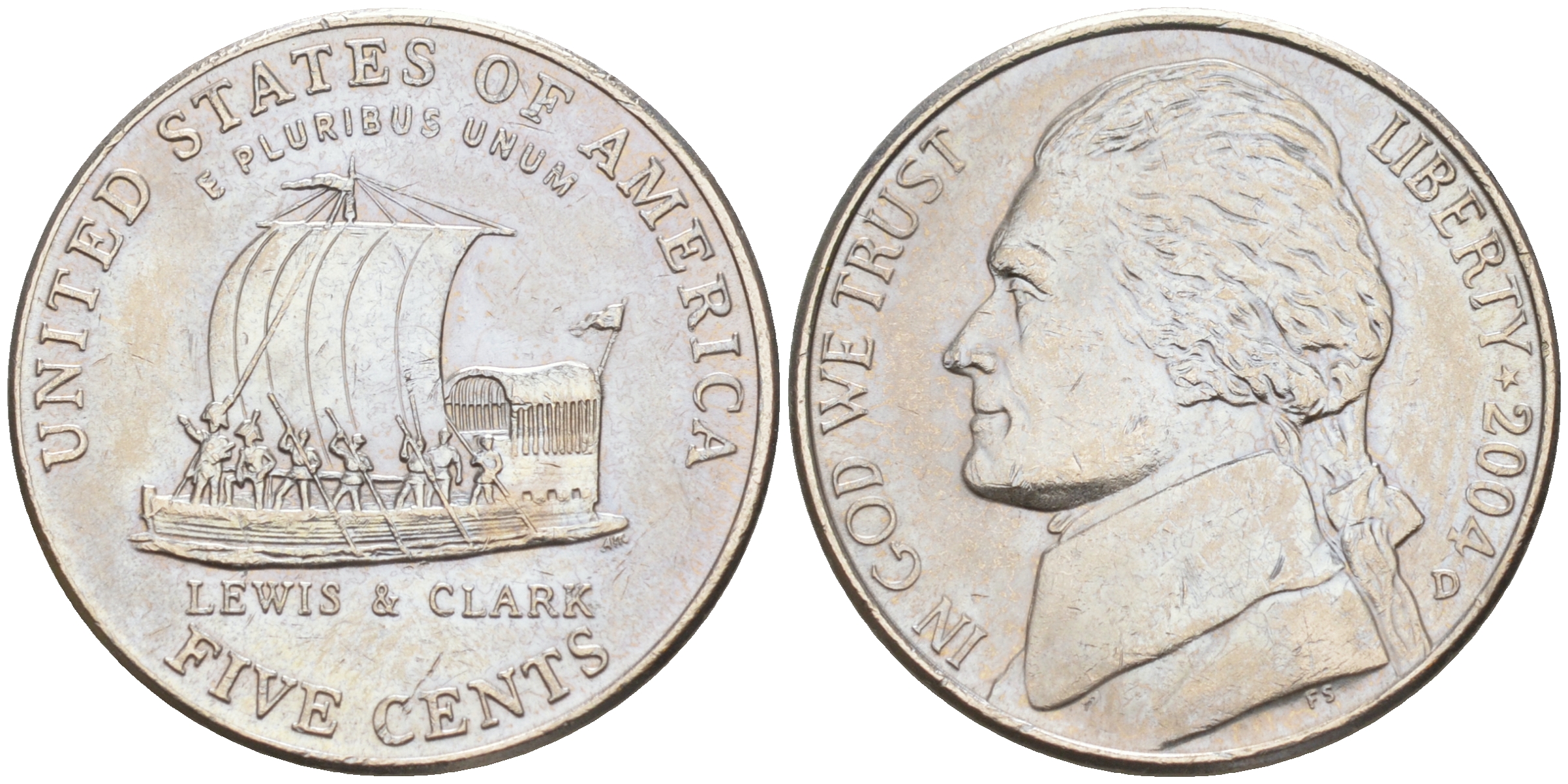 США 5 центов 200 лет экспедиции Льюиса и Кларка