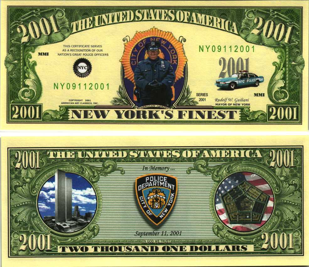 1 11 долларов. Доллар 2001 года. Банкнота 2001 года. 100 Долларов 2001 года. Сувенирная 2001 долларовая купюра.