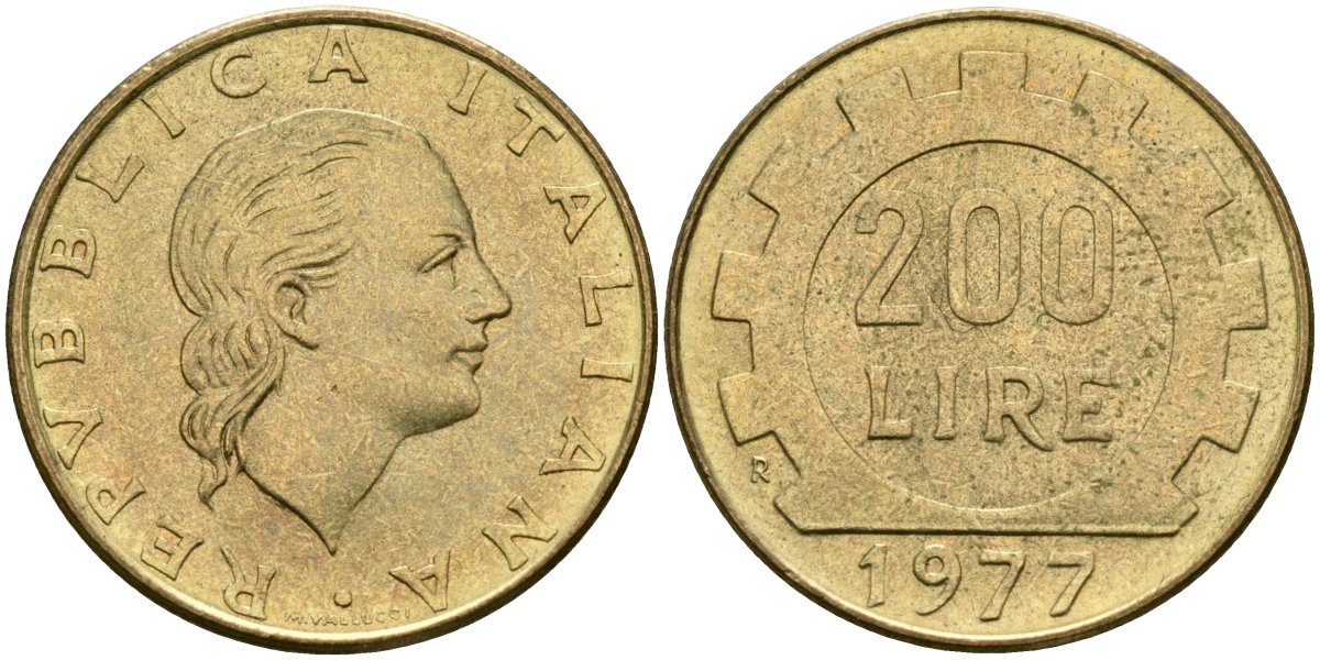 200 Лир. 200 Лир в рублях. 200 Лир 1977-2001.Италия. 1800 лир