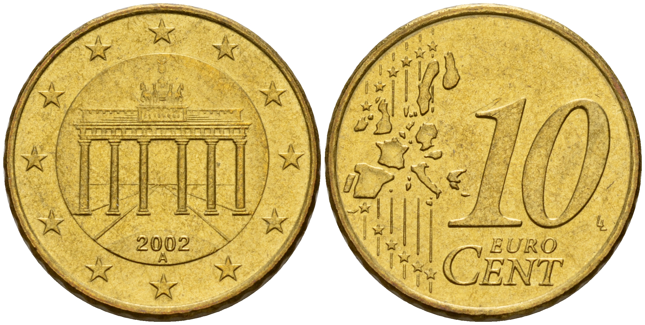 Монета 10 Euro Cent 2002
