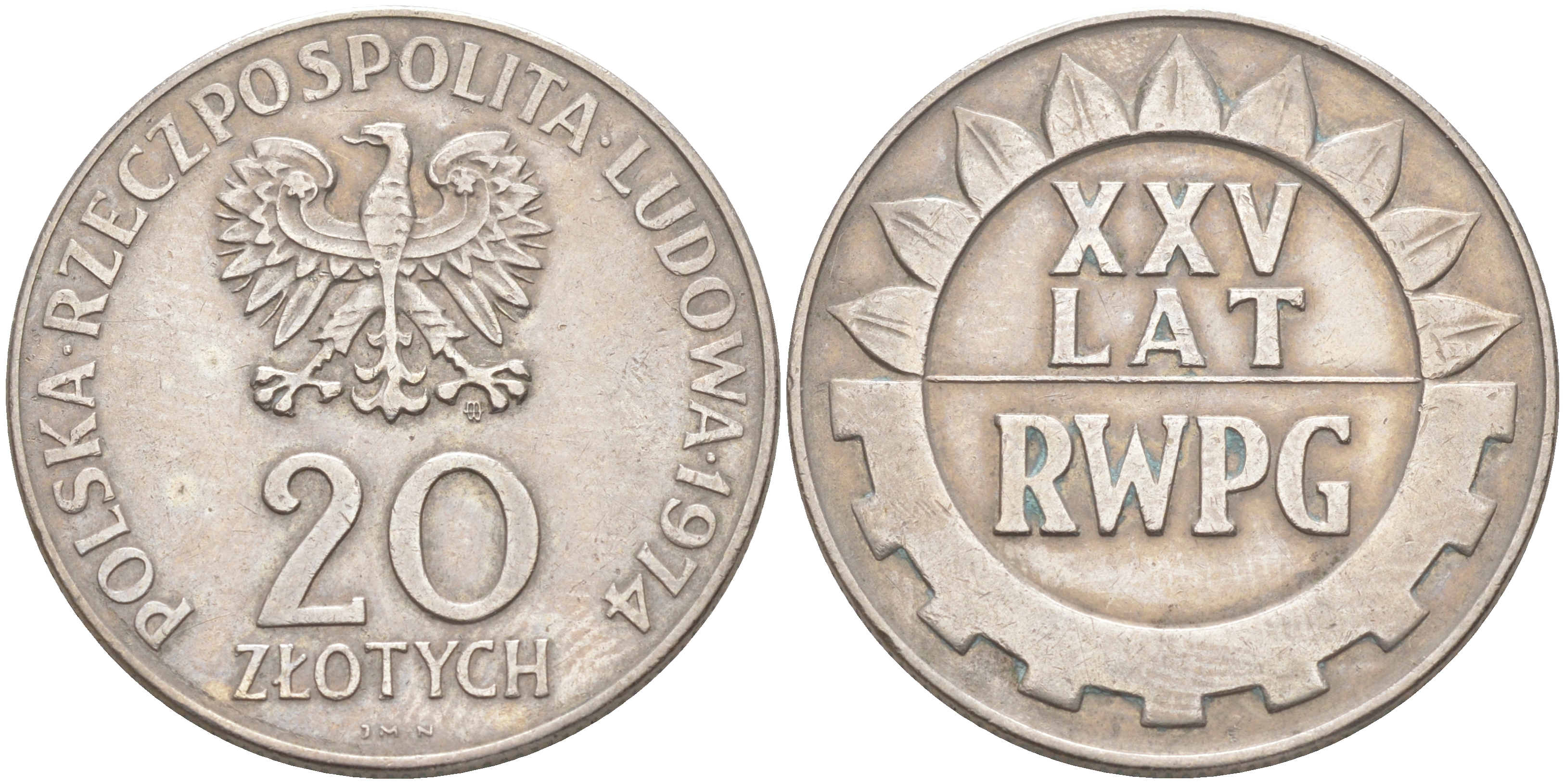 20 Zlotych 1974. Монеты Польши с 1973 по 1989 год.. Польская монета 1 1974. 20 Злотых.