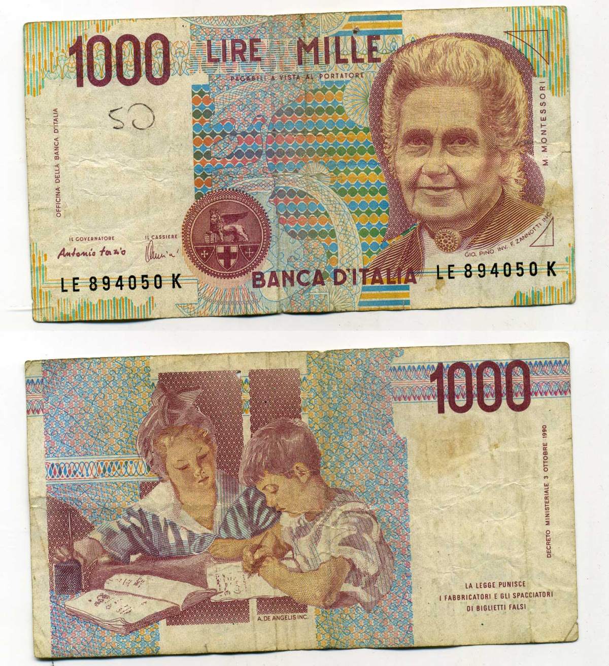 1000 лир в рублях. 1000 Лир Мария Монтессори. 1000 Итальянских лир 1990. Мария Монтессори на банкнотах.