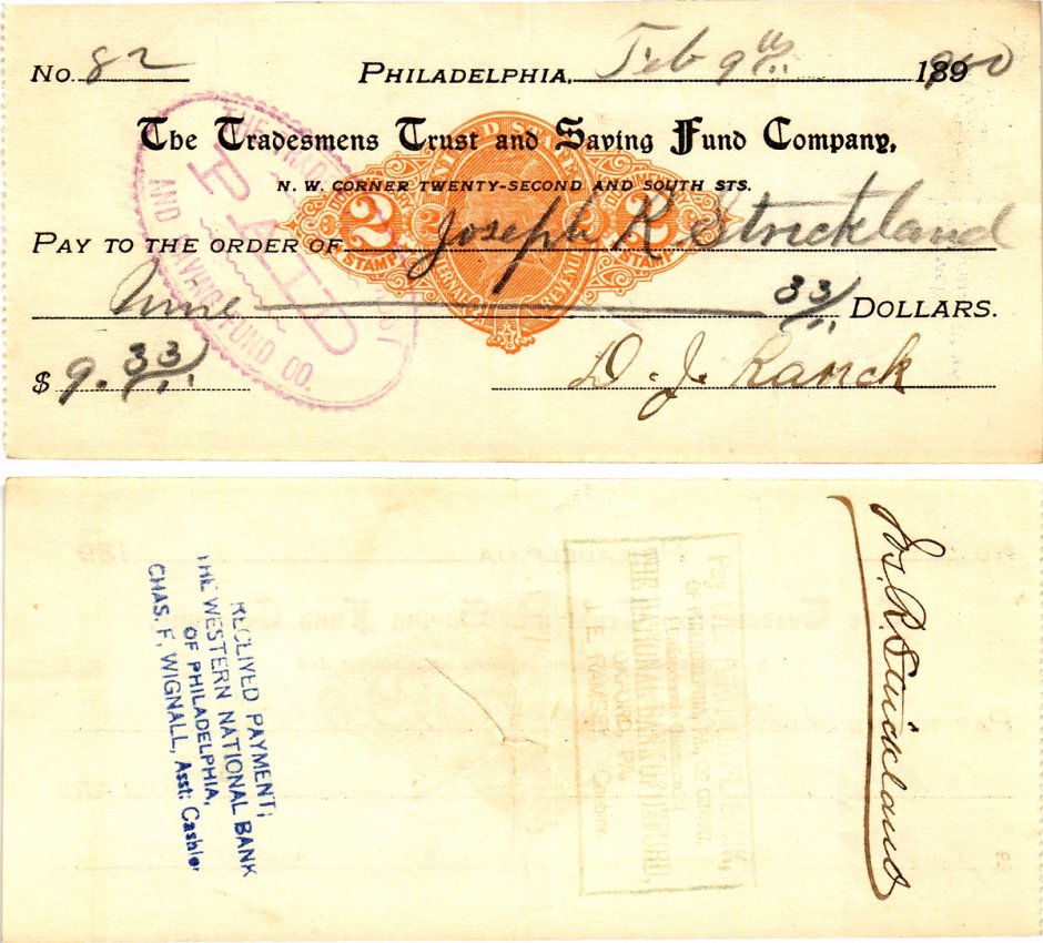 Американская чековая книжка 1900. Денежный чек США 1790 года. 1 33 доллара