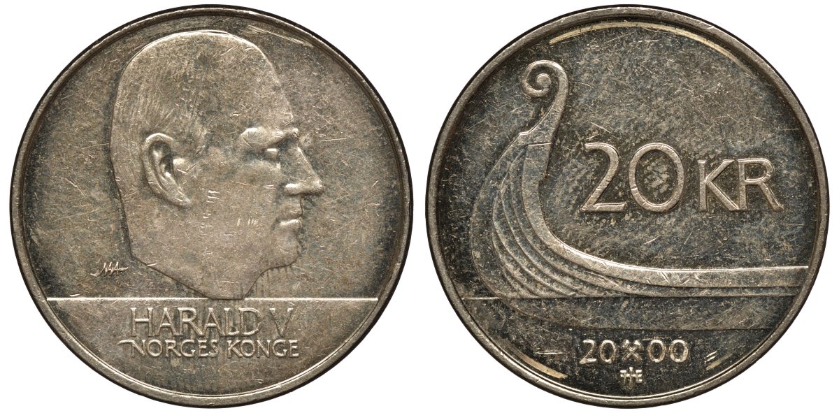 Монета Harald v 20 kr. Норвегия 20 крон. 2000 Крон. Словакия 20 крон 1941. 20 кронов в рублях