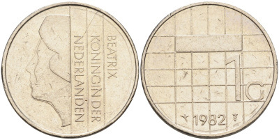 Нидерланды 1 гульден 1982 Беатрикс (1980-2013) KM 205 никель 4171-135