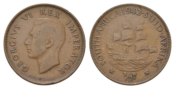 ЮАР 1/2 пенни 1942 KM 24 бронза 4622-652