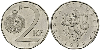 Чехия 2 кроны 1995 KM 9 сталь плакированная никелем 4167-945