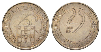 Португалия 25 эскудо 1984 10 лет Революции KM 623 медно-никель UNC 4626-343