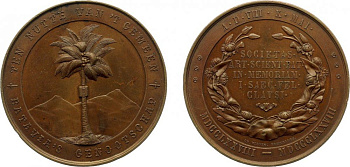 НИДЕРЛАНДЫ МЕДАЛЬ 1878 Столетие Батавского общества искусств и наук в Батавии. 60 мм Zw.441 бронза UNC 2-3-24