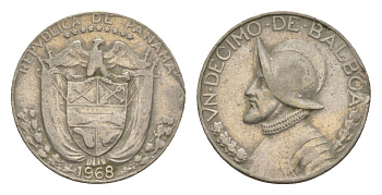 Панама 1/10 бальбоа 1968 KM 10 медь плакированная медно-никелем 4644-622