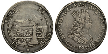 Тоскана 1 пиастра 1699 Козимо III Медичи Dav. 4215 серебро 10-017-47