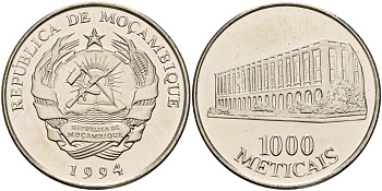Мозамбик 1000 метикалов 1994 KM 122 сталь плакированная никелем UNC 4593-913