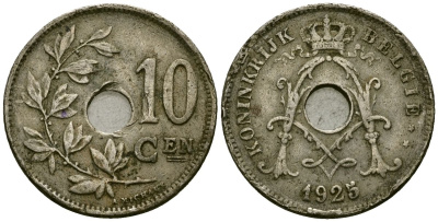 Бельгия 10 сантимов 1925 Belgie KM 86 медно-никель 4172-1257