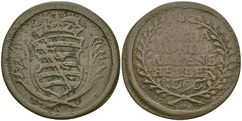 Саксен-Гота-Альтенбург 1 геллер 1696 медь 99-725