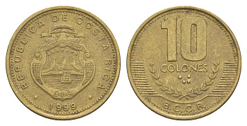 Коста-Рика 10 колонов 1999 KM 228a.1 алюминиевая бронза 4635-1257