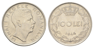 Румыния 100 леев 1944 Михай I (1940-1947) KM 64 сталь плакировнная никелем UNC 4662-244