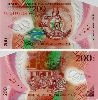 Вануату 200 вату 2014 серия АА Pick 12 пластик UNC (пресс) 449-21-1