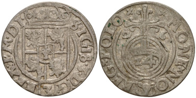 Польша 3 полкера (3 полторака - 1 крейцер) 1626 Сигизмунд III Ваза (1587-1632) Gorecki B.26, KM 41 серебро 4160-221