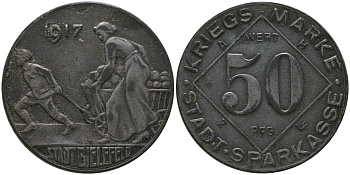 Билефельд (Бавария) 50 пфенингов 1917 Funck 40.4, Men05 2775.10, Men18 3552.10 цинк 4163-837