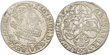 Польша 6 грошей (шостак) 1626 Сигизмунд III Ваза (1587-1632), великий подскарбий  Иероним Лигезый (1624-1632) герб Пулкозиц, вес 3,51 гр. KM 42, Gumowski 1167 серебро 1517-942