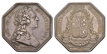 Франция банковский жетон "Валлонская Фландрия" около 1769 года Людовик XV, диаметр 33 мм, вес 16,77 гр серебро 633-531