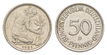 ФРГ 50 пфеннигов 1981 D KM 109.2, J. 384a медно-никель 4632-262