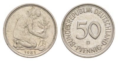 ФРГ 50 пфеннигов 1981 D KM 109.2, J. 384a медно-никель 4632-262