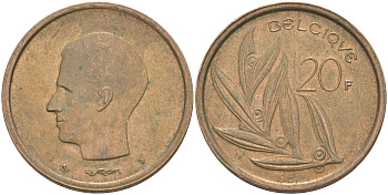 Бельгия 20 франков 1981 Belgique, Бодуэн I (1951-1993) KM 159 никель бронза 106-651