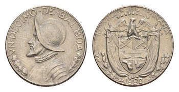 Панама 1/10 бальбоа (10 сентесимо) 1980 KM 10 медь плакированная медно-никелем 4644-156