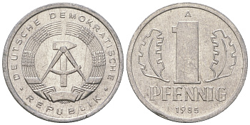 ГДР 1 пфенниг 1985 А KM 8.2 алюминий 4651-137