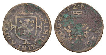 Испанские Нидерланды (графство Голландия, голландские государства) 1 дуит ND (1573-1579) Филипп II (1556—1581) Gelder 264.11 и Ver 56.8 медь 413-2633