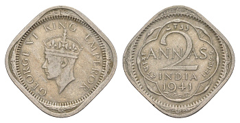 Индия 2 анны 1941 Георг VI (1936-1952) KM 541 медно-никель 4150-1023