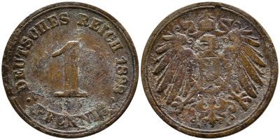 ГЕРМАНИЯ 1 ПФЕННИГ 1898 A KM 10, J. 10 медь 4387-262