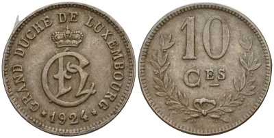 Люксембург 10 сантимов 1924 Шарлотта (1918-1964) KM 34 медно-никель 4584-117
