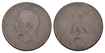 Франция 10 сантимов 1852-1857 Наполеон III (1852-1870 KM 771 бронза 36-1224