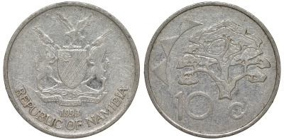 Намибия 10 центов 1998 дерево KM 2 никелированная сталь 4163-932