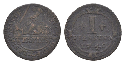 Мюнстер 1 пфенниг 1740 Монетный двор кафедрального капитула KM 435 медь 633-932