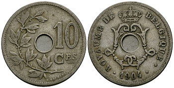Бельгия 10 сантимов 1904 Belgique KM 52 медно-никель 4172-757