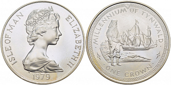 Остров Мэн 1 крона 1979 1000 летие Тинвальду (парламенту), солдат KM 49a серебро UNC 01-171-34