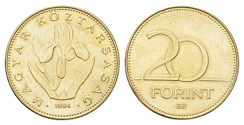 Венгрия 20 форинтов 1994 KM 696 никель латунь UNC 4706-1046