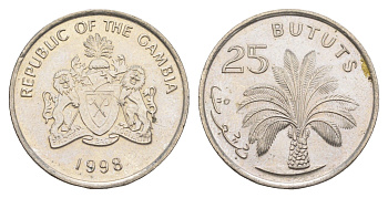 Гамбия 25 бутутов 1998 KM 57 медно-никель UNC 4650-1232