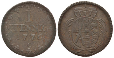 Саксония 1 пфенниг 1776 C KM 1000 (C 91) медь    413-5624