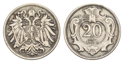 Австрия 20 геллеров 1895 Франц Иосиф I (1848-1916) KM 2803 никель 4639-1052