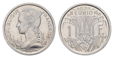 Реюньон 1 франк 1964 KM 6 алюминий UNC 4671-121