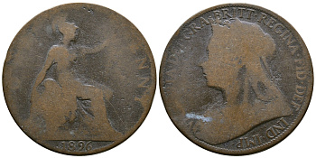 Великобритания 1 пенни 1896 Виктория (1837-1901) KM 790, Spink 3961 бронза 08-612