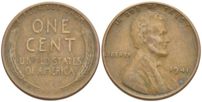 США 1 ЦЕНТ 1941 ЛИНКОЛЬН KM 132 бронза 218-865