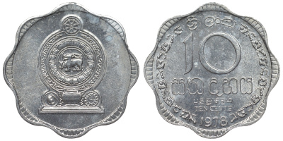 Шри-Ланка 10 центов 1978 KM 140 a алюминий 4118-953