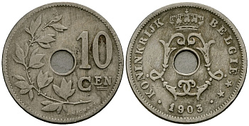 Бельгия 10 сантимов 1903 Belgie KM 49 медно-никель 4172-1112