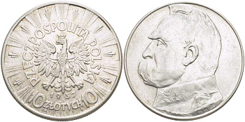 Польша 10 злотых 1937 w, Пилсудский KM 29, Parchimowicz 124d серебро 5010-1113